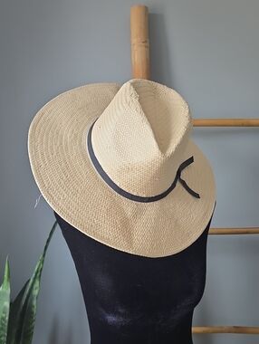 Brixton Natural Straw Sun Hat with Black Ribbon